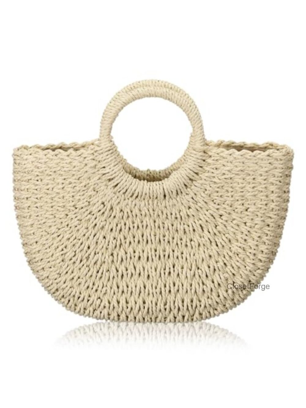 Handwoven Straw Tote Bag for Women - Summer Beach Bag with Lining and Drawstring
